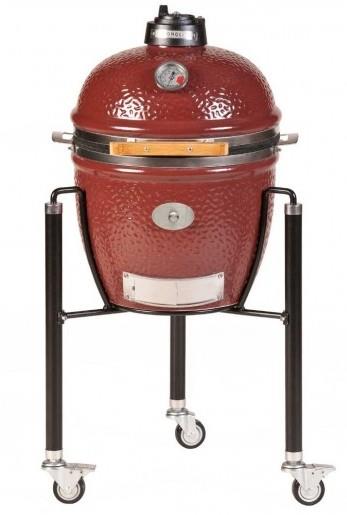 Barbecue Monolith Junior Rosso Con Carrello E Griglia Cottura Da 33 Cm