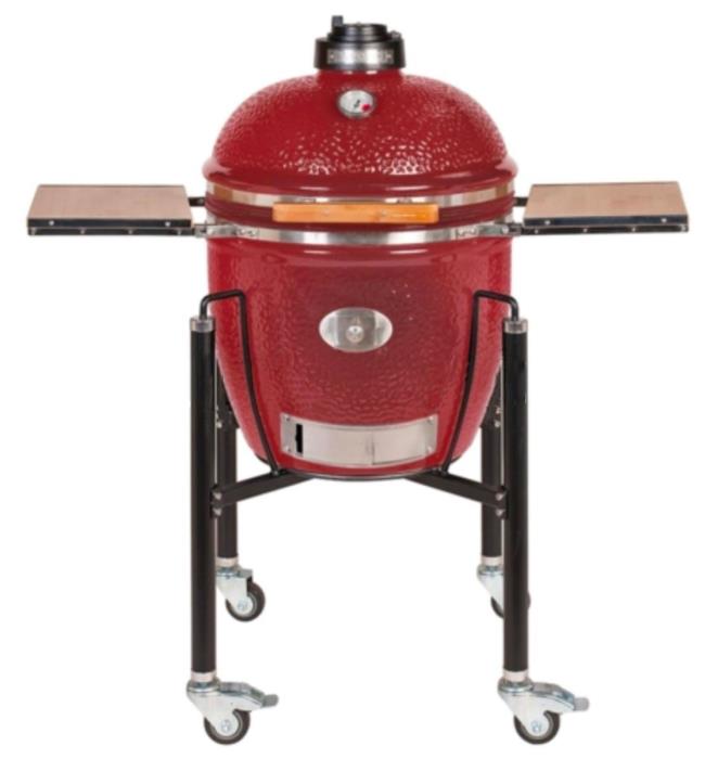 Barbecue Monolith Lechef Pro-serie Rosso Con Carrello E Griglia Cottura Da 55 Cm