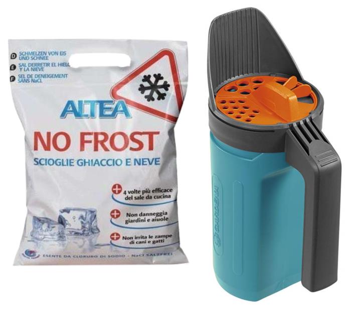 Kit sale antighiaccio No Frost ALTEA da 5 Kg + Spargisale S1 Gardena
