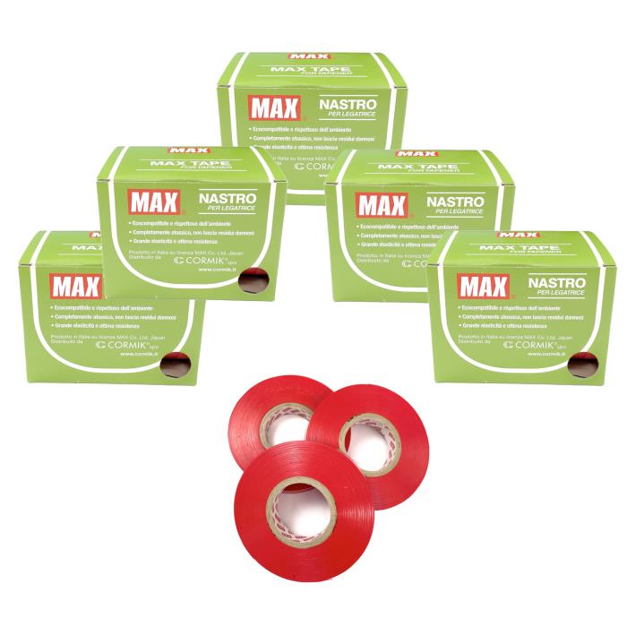 5 Confezioni di Nastro rosso per Legatrice Max con spes. 0.25 mm e larg. 11 mm