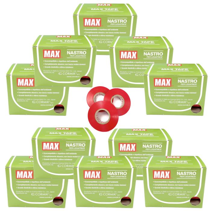 10 Confezioni di Nastro rosso per Legatrice Max con spes. 0.25 mm e larg. 11 mm