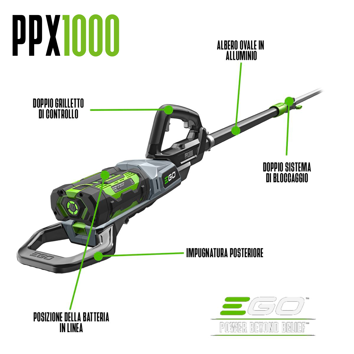 multitool professionale a batteria egopower ppx1000