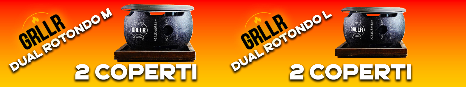 barbecue a carbone da tavolo GRLLR Gourmet ROUND DUAL M-L