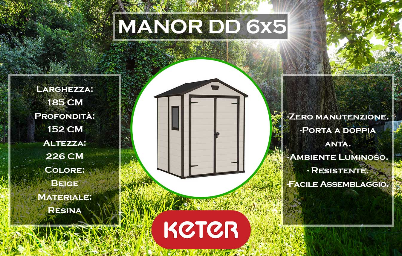 caratteristiche e dimensioni casetta da giardino keter manor 6x5 dd beige