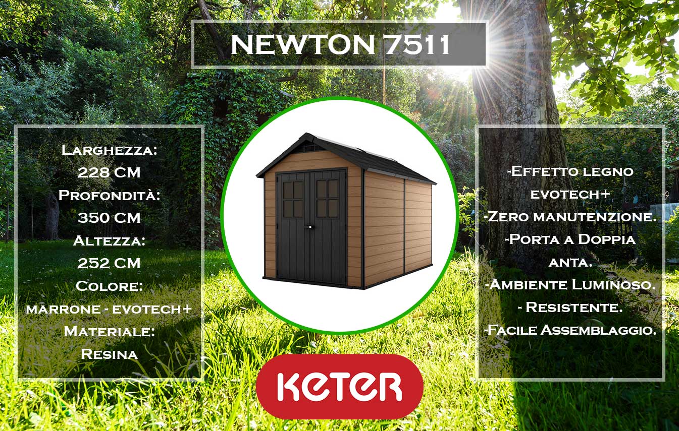 Caratteristiche e dimensioni casetta da giardino Keter newton 7511 marrone
