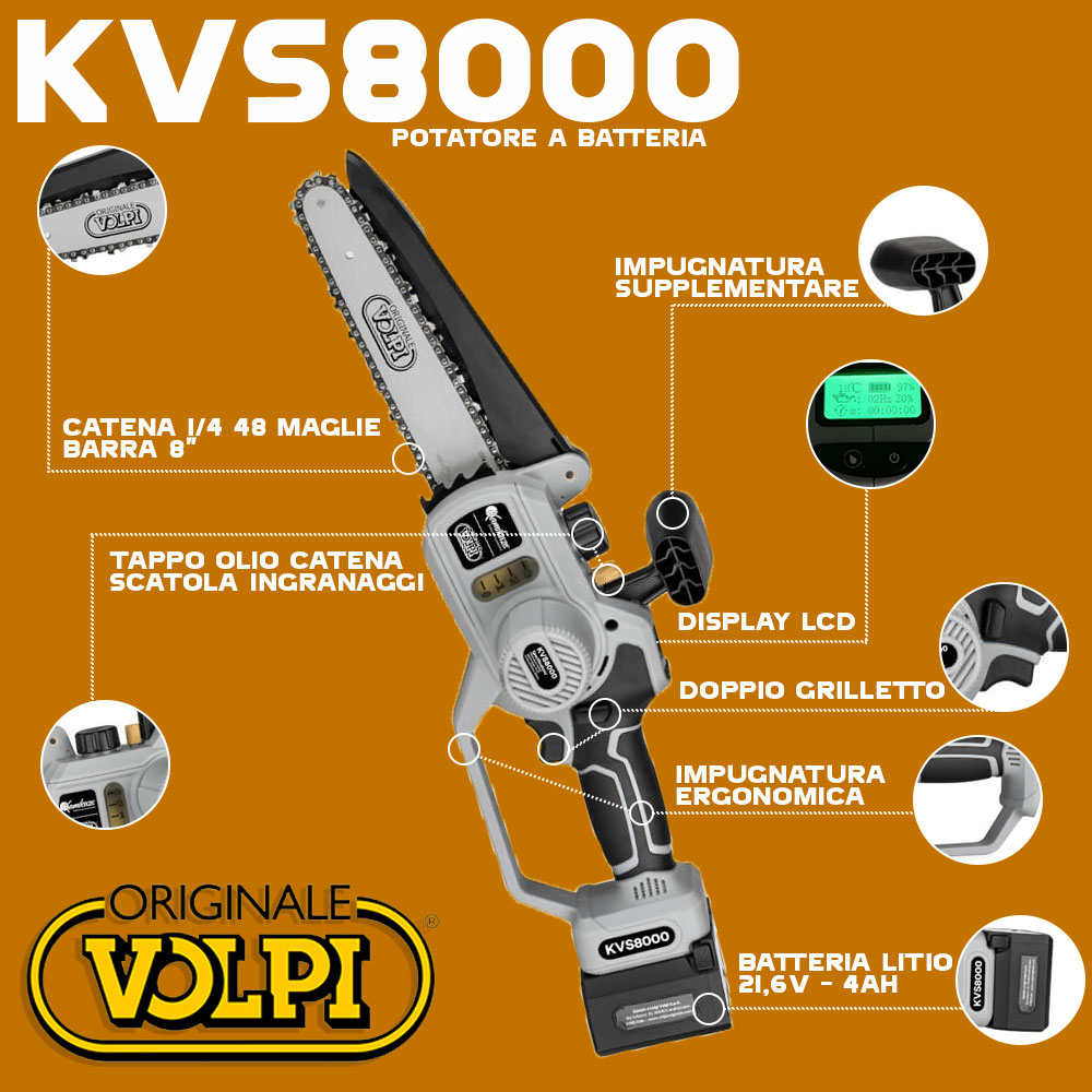 potatore a batteria kvs8000 volpi